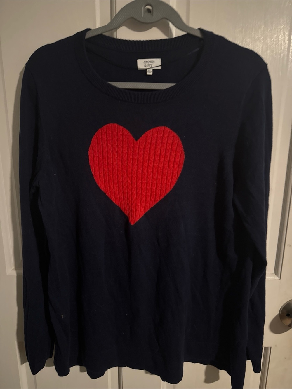 Crown an Ivy Cozy Navy Sweater with Red Heart -